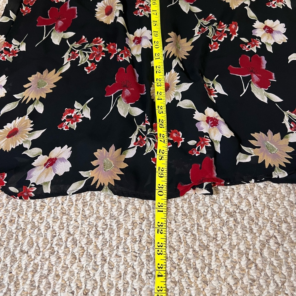 Petite Sophisticate Black Floral Midi Skirt Size 2 Goth Cottagecore Whimsigoth - Picture 4 of 15